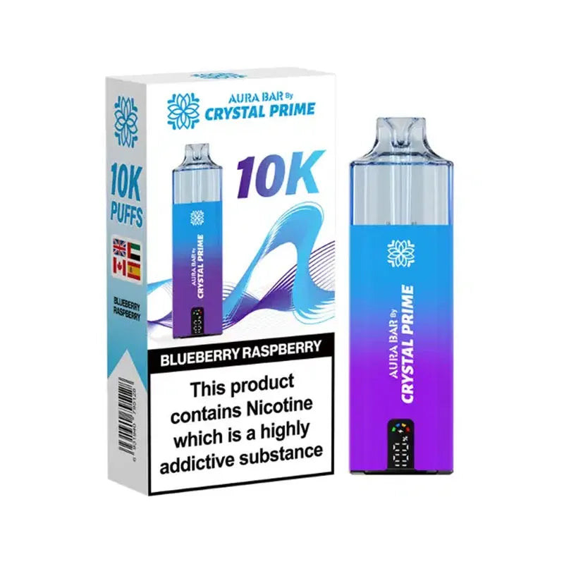 Crystal Prime Aura Bar 10K Prefilled Pod Kit - Blueberry Raspberry