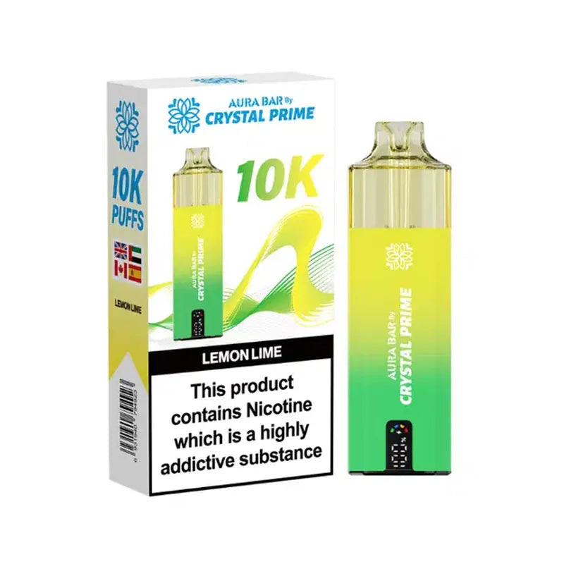 Crystal Prime Aura Bar 10K Prefilled Pod Kit - Lemon Lime