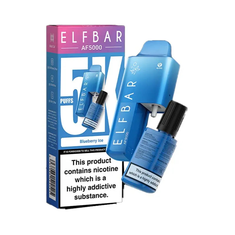 elf bar af5000 prefilled pod vape kit - bluberry - ice