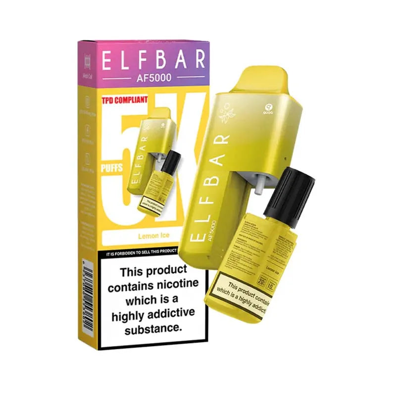 elf bar af5000 prefilled pod vape kit - lemon-ice