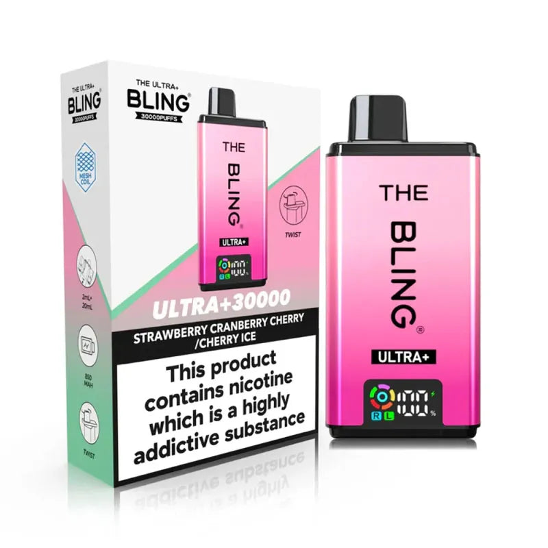 The Bling Ultra Plus 30K Prefilled Pod Kit - Strawberry Cranberry Cherry
