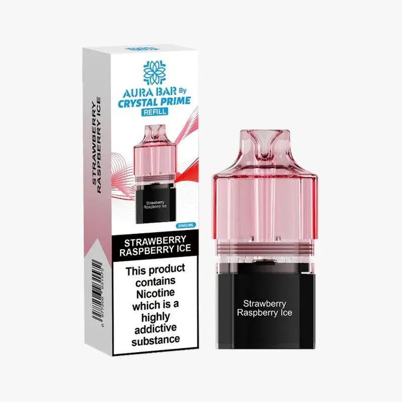 Strawberry Raspberry Ice Crystal Prime Aura Bar 10K Prefilled Pod