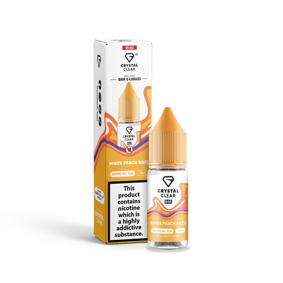 White Peach Razz Nic Salt E-Liquid by Crystal Clear Bar