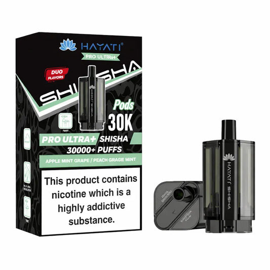 Apple Mint Grape / Peach Grape Fruit Hayati Pro Ultra Plus Shisha 30K Prefilled Pod