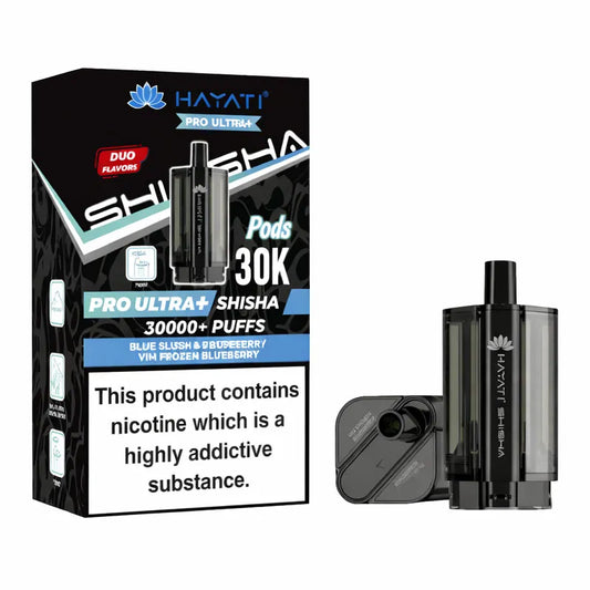 Blue Slush Raspberry / Vim Frozen Blueberry Hayati Pro Ultra Plus Shisha 30K Prefilled Pod