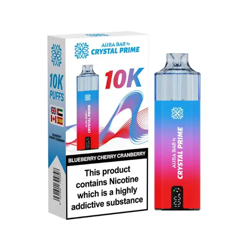 Crystal Prime Aura Bar 10K Prefilled Pod Kit - Blueberry Cherry Cranberry