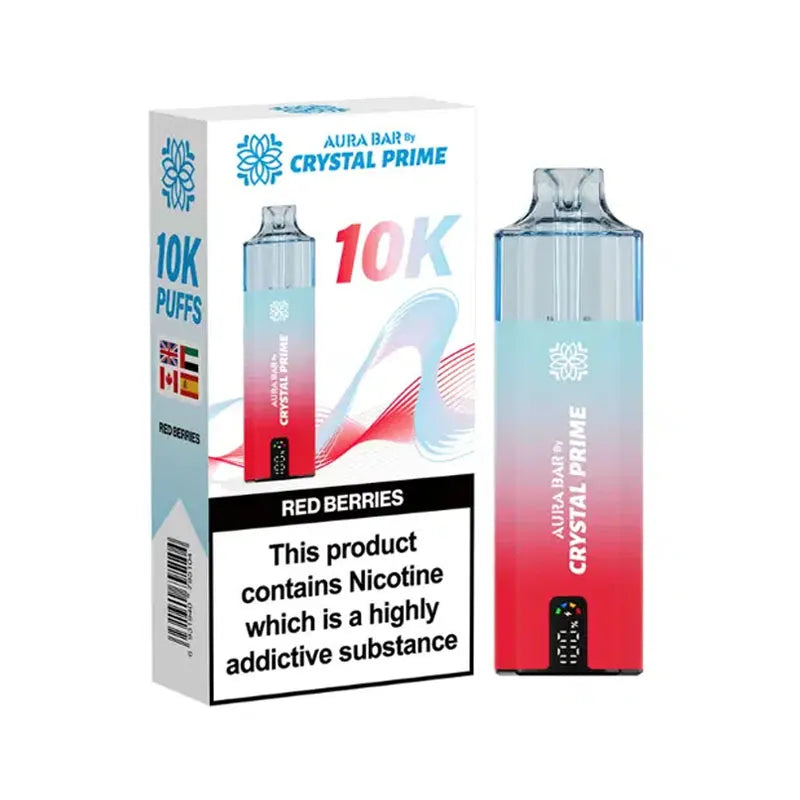 Crystal Prime Aura Bar 10K Prefilled Pod Kit - Red Berries
