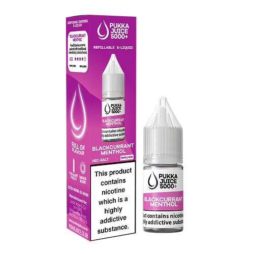 Blackcurrant Menthol Nic Salt E-Liquid by Pukka Juice 5000+