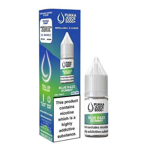 Blue Razz Gummy Nic Salt E-Liquid by Pukka Juice 5000+