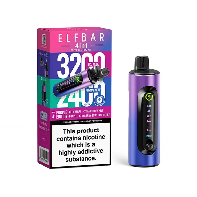 Elf Bar 4 in 1 Prefilled Pod Kit - Mixed Purple Edition