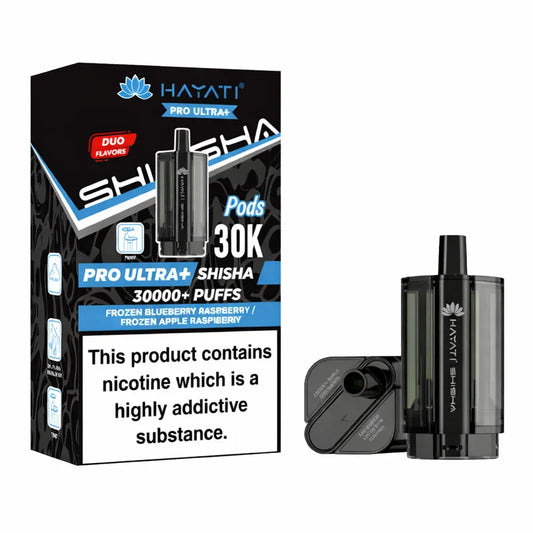 Frozen Blueberry Raspberry / Frozen Apple Raspberry Hayati Pro Ultra Plus Shisha 30K Prefilled Pod