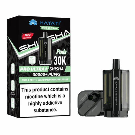 Gum Mint / Watermelon Bubblegum Hayati Pro Ultra Plus Shisha 30K Prefilled Pod