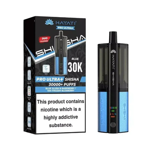 Hayati Pro Ultra Plus Shisha 30K Prefilled Pod Kit - Blue Slush & Raspberry 