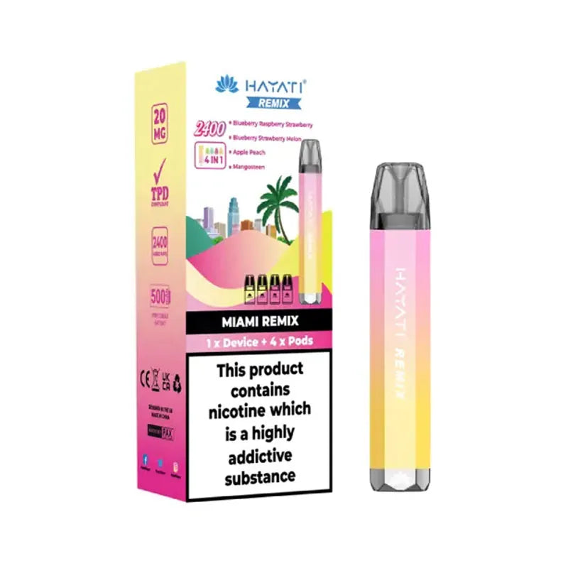 Hayati Remix 2400 Puffs 4 in 1 Prefilled Pod Kit - Miami Remix 
