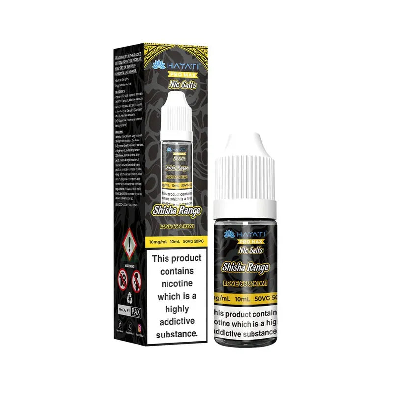 Love 66 & Kiwi Hayati Shisha Range Nic Salt E-Liquid