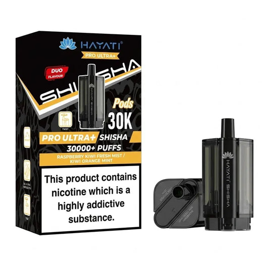 Raspberry Kiwi Fresh Mint / Kiwi Orange Mint Hayati Pro Ultra Plus Shisha 30K Prefilled Pod