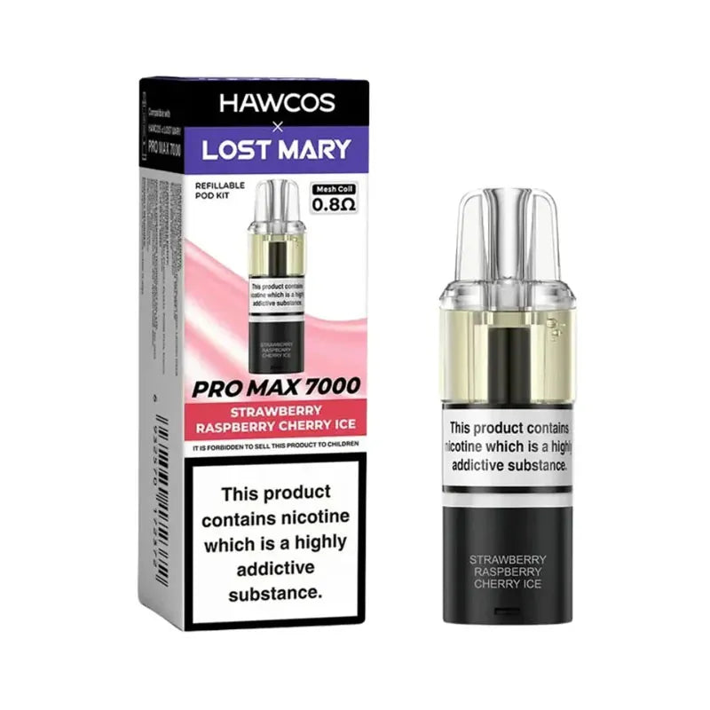 Strawberry Raspberry Cherry Ice Hawcos X Lost Mary Pro Max 7000 Prefilled Pod