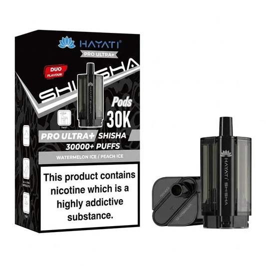 Watermelon Ice / Peach Ice Hayati Pro Ultra Plus Shisha 30K Prefilled Pod